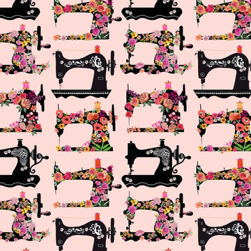 Pink Floral Sewing Machines  Fabric - StoryQuilts.com