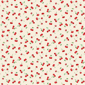 Cream Tiny Cherries from Timeless Treasures,  sold in 1/2 yard increments