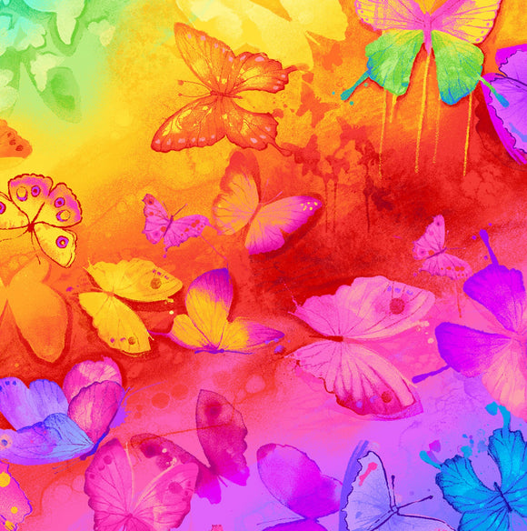 Bright Butterflies Digitally Printed,  sold in 1/2 yard increments