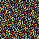 Colorful Cats on a Black Background,  comes in half yard increments-2
