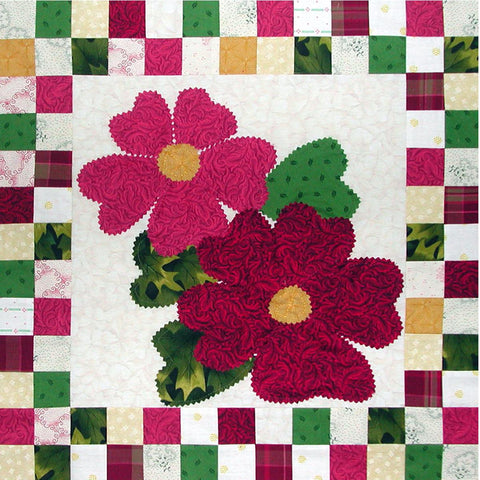 Winter Roses - Checkerboard Flowers  Pattern - StoryQuilts.com