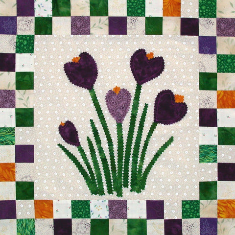 Crocus Up - Checkerboard Flowers  Pattern - StoryQuilts.com