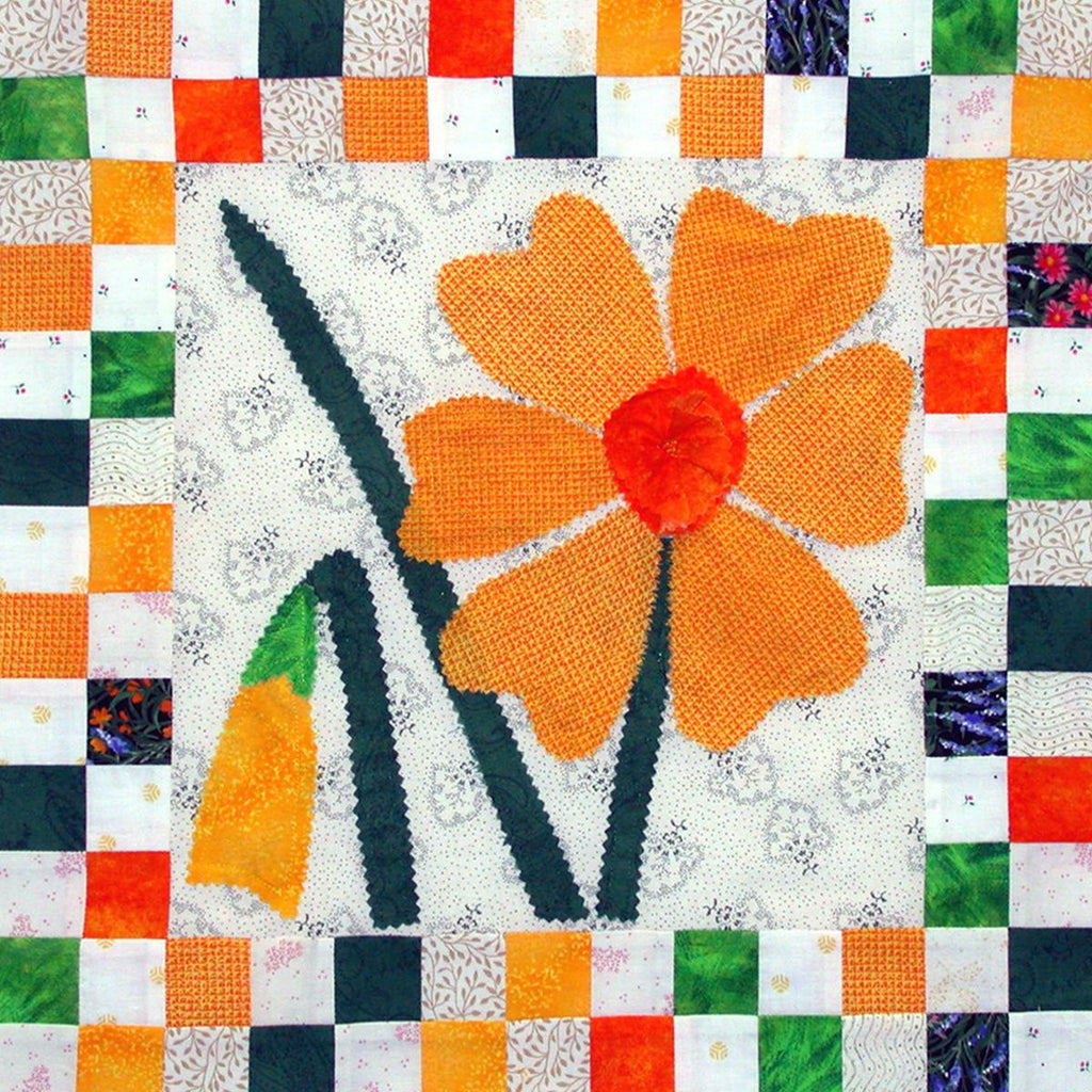 Daffies - Checkerboard Flowers  Pattern - StoryQuilts.com