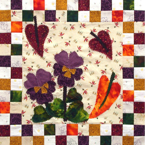 Autumn Joys - Checkerboard Flowers  Pattern - StoryQuilts.com