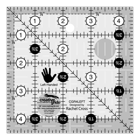 Creative Grids Quilt Ruler 4-1/2in Square # CGR4Left