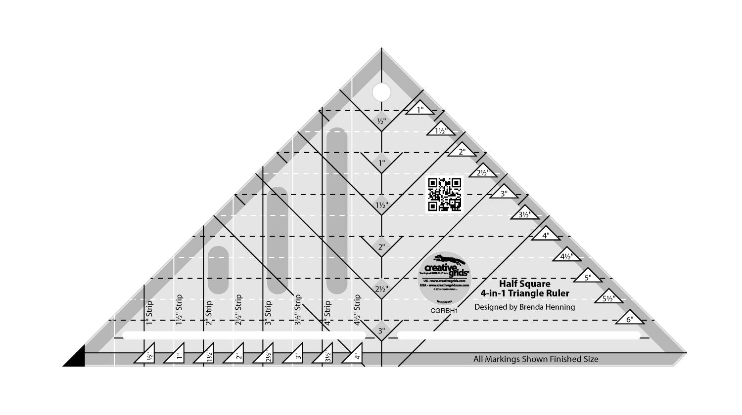 Creative Grids Half-Square 4-in-1 Triangle Quilt Ruler # CGRBH1