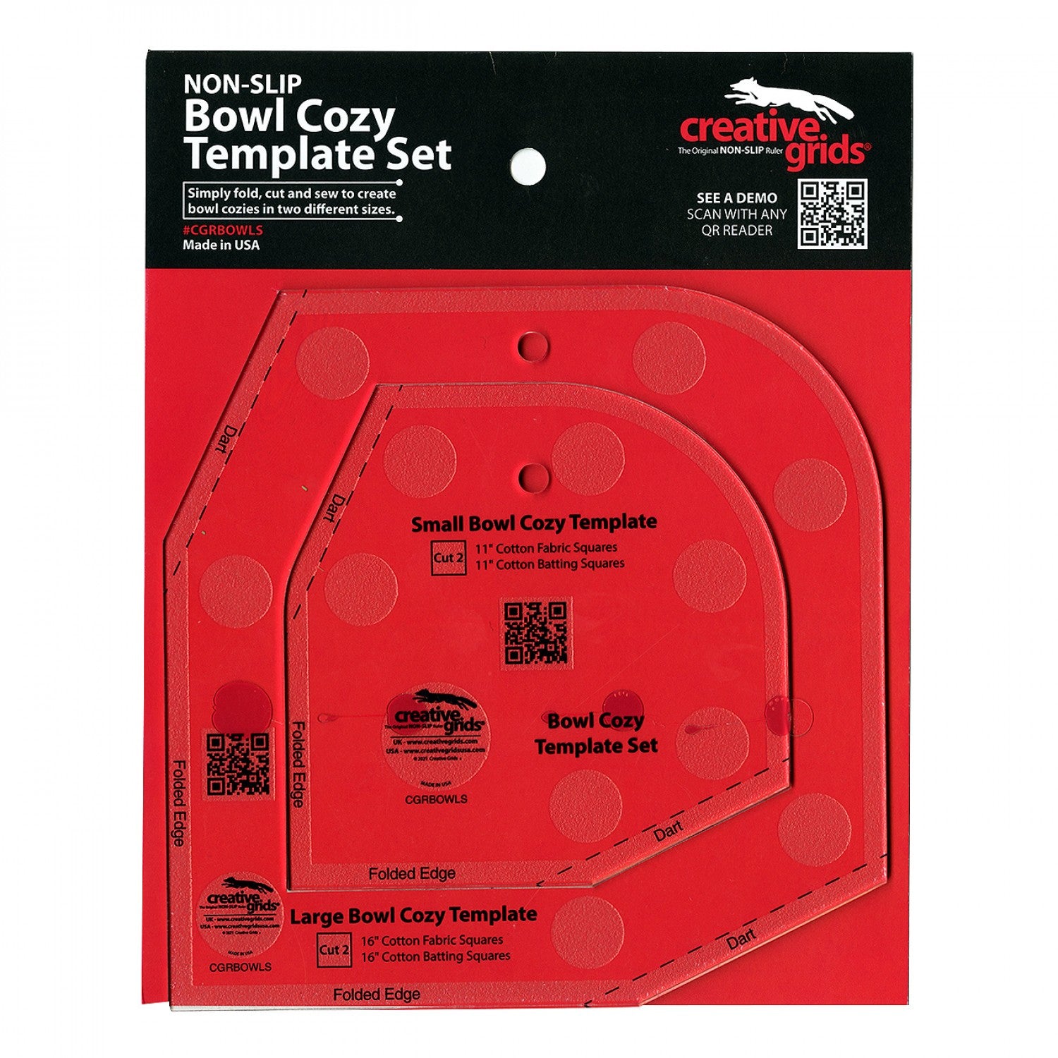 Creative Grids Bowl Cozy Template Set with Batting