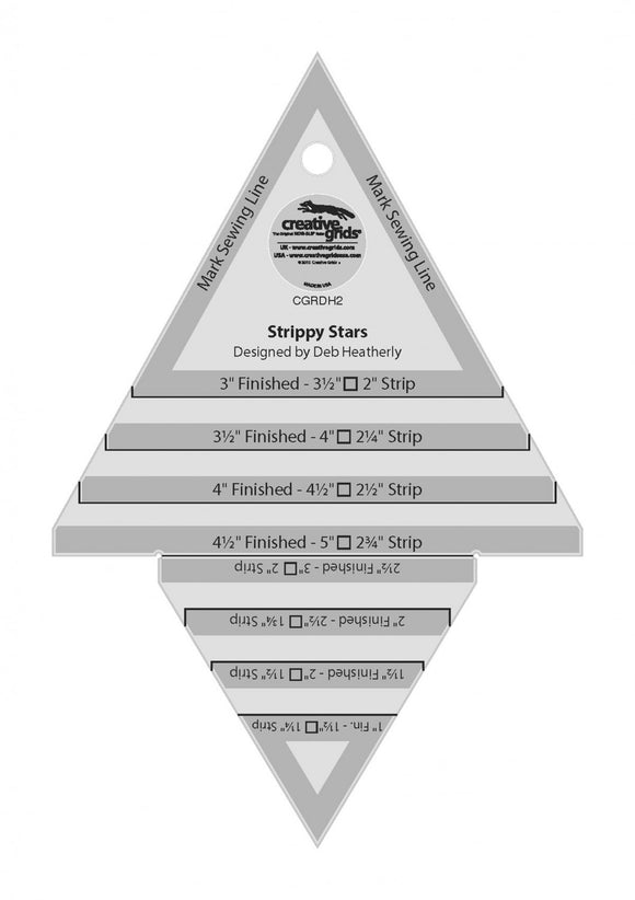 Creative Grids Strippy Stars Tool 5in x 7-1/2in Quilt Ruler # CGRDH2