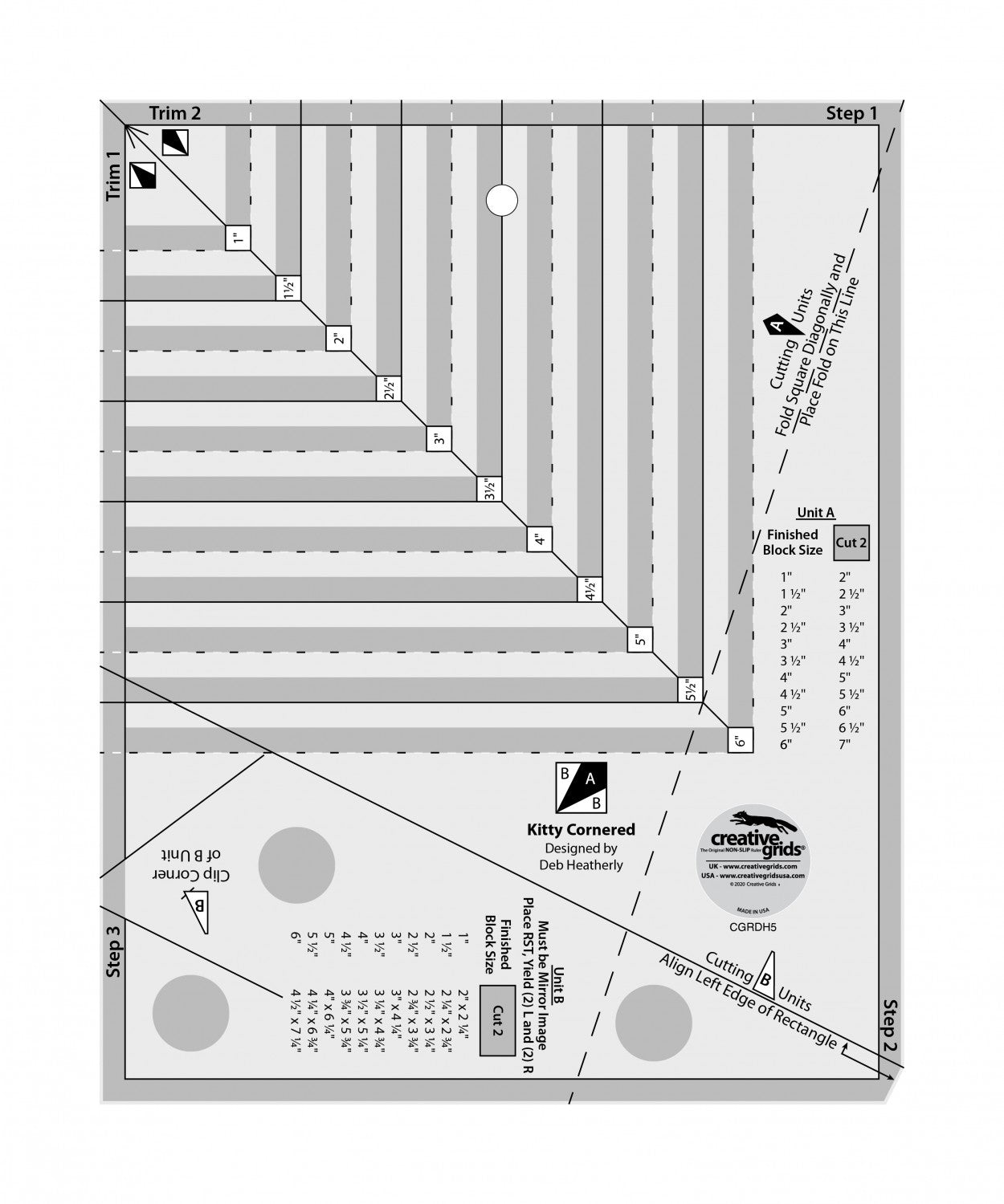 Creative Grids Kitty Cornered Ruler CGRDH5