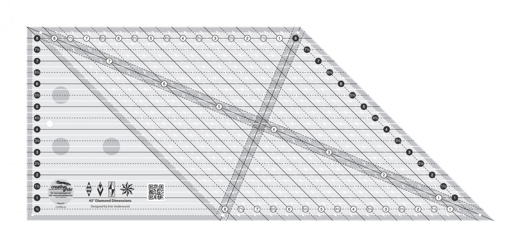 Creative Grids 45 Degree Diamond Dimensions Quilt Ruler CGREU2