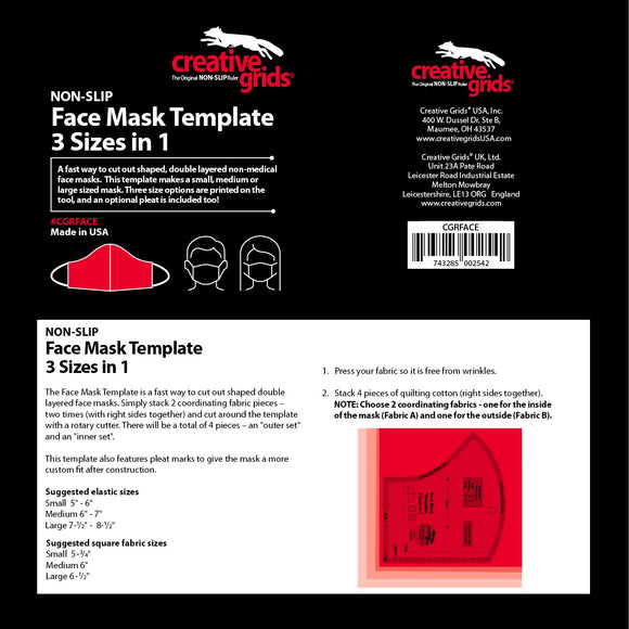 Creative Grids Face Mask Template 3 Sizes in 1