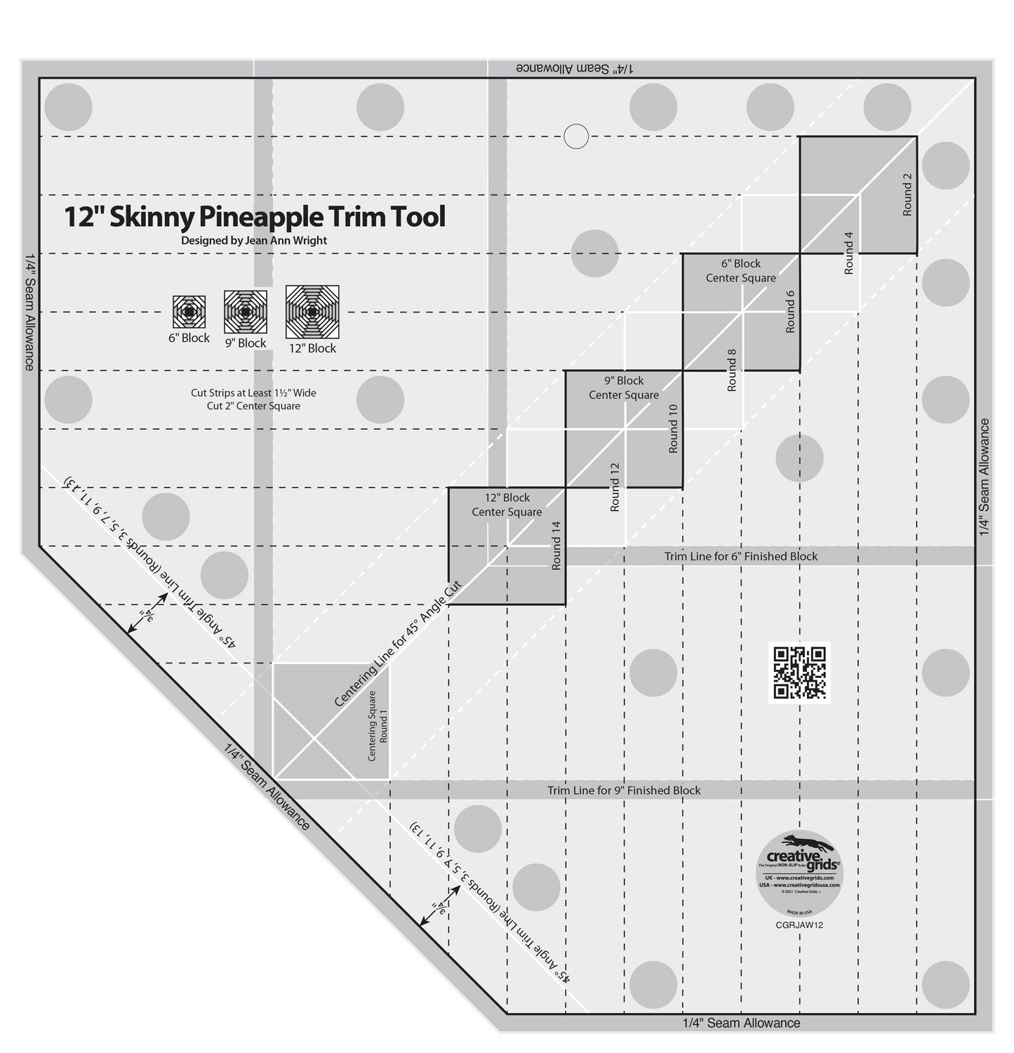 Creative Grids 12in Skinny Pineapple Trim Tool CGRJAW12