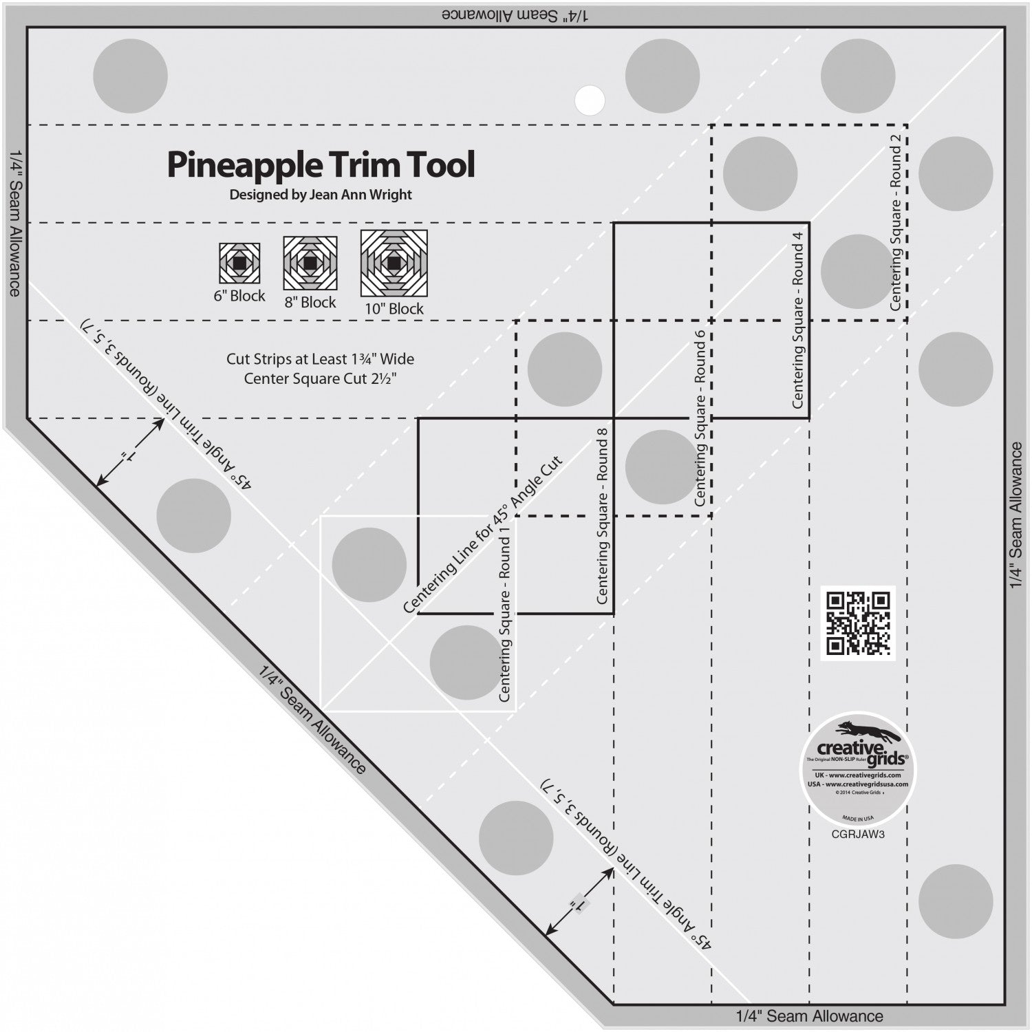 Creative Grids Pineapple Trim Tool for 6, 8 or 10in Finished Blocks CGRJAW3