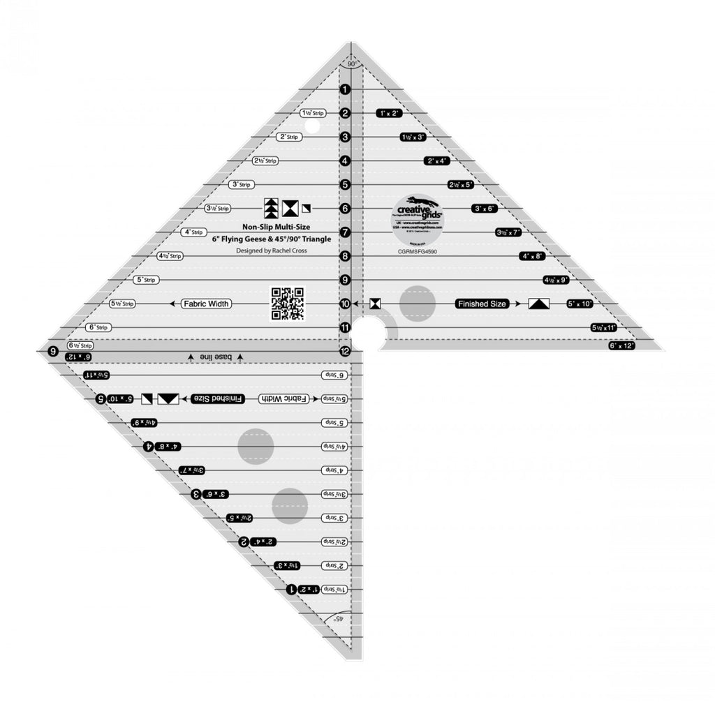 Creative Grids 6in Flying Geese & 45 90 Degree Triangle Quilt Ruler