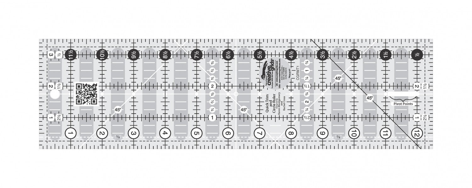 Creative Grids Quick Trim Ruler 3-1/2in X 12-1/2in Rectangle, CGRMT1