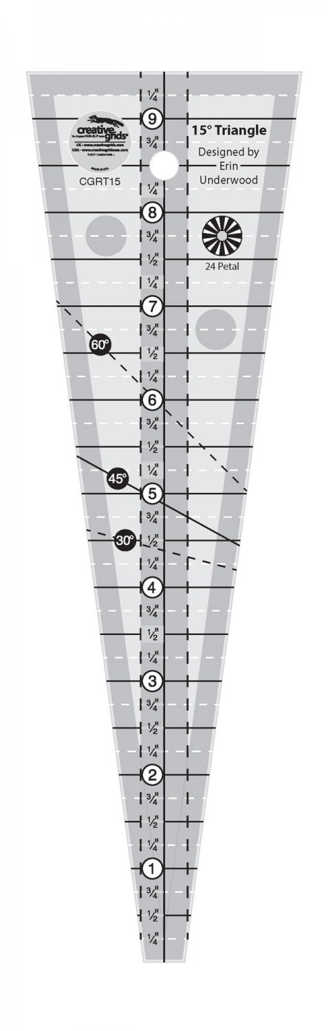 Creative Grids 15 Degree Triangle Ruler # CGRT15