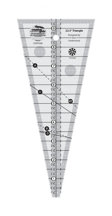 Creative Grids 22-1/2 Degree Triangle Ruler CGRT225  Notion - StoryQuilts.com