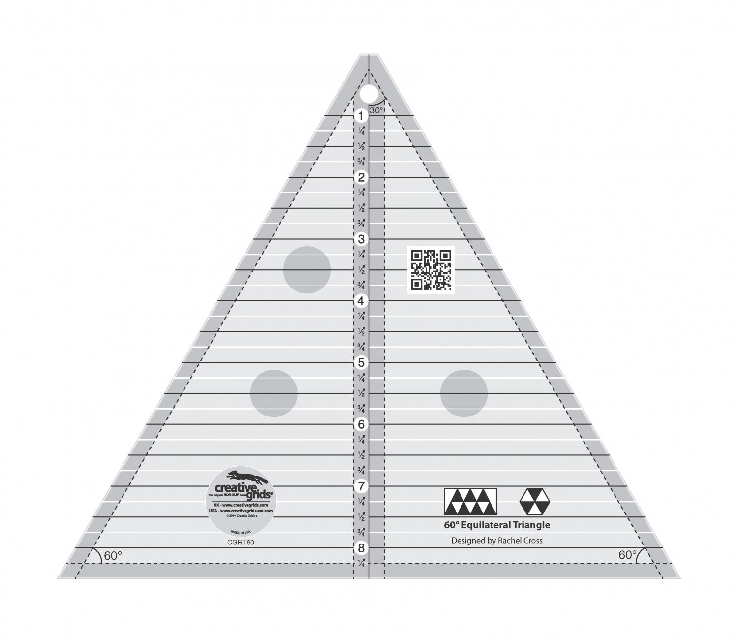 Creative Grids 60 Degree Triangle 8-1/2in Quilt Ruler