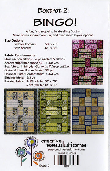 Boxtrot 2: Bingo  Pattern - StoryQuilts.com