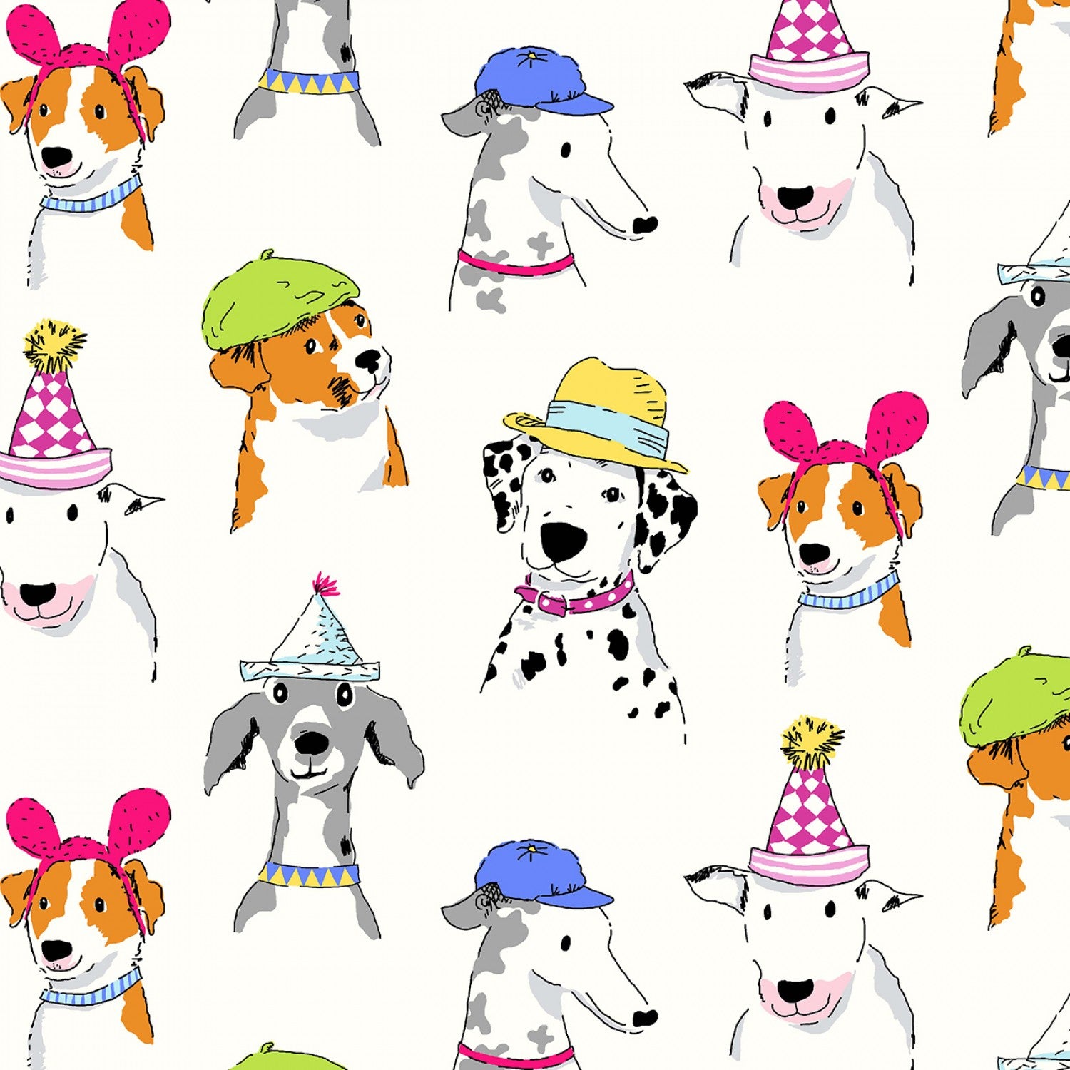 White Dog Show  Fabric - StoryQuilts.com