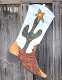 Cactus Boot Christmas Stocking  Pattern - StoryQuilts.com