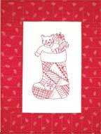 Christmas Stocking - Redwork  Pattern - StoryQuilts.com