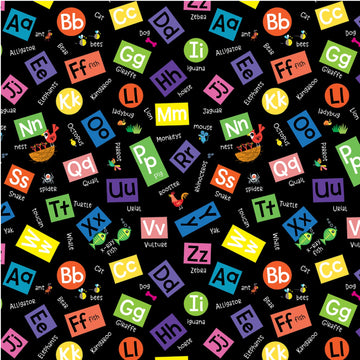 Black Alphabet Scramble by Michael Miller  Fabric - StoryQuilts.com