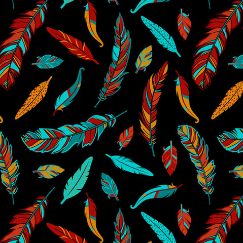 Feathers Black by David Textiles 1 yd Cut
