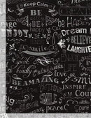 CHALKBOARD HAPPY WORDS FUN-C2786  BLACK,  sold in half yard increments-1