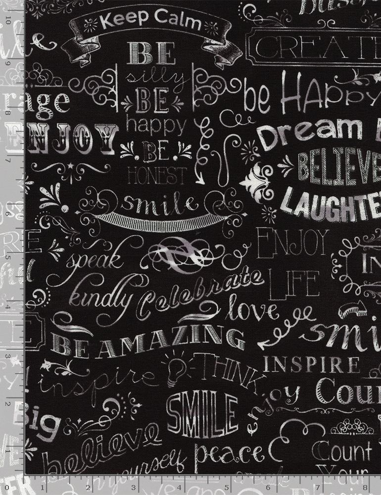 CHALKBOARD HAPPY WORDS FUN-C2786  BLACK