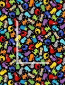 Colorful Cats on a Black Background,  comes in half yard increments-1