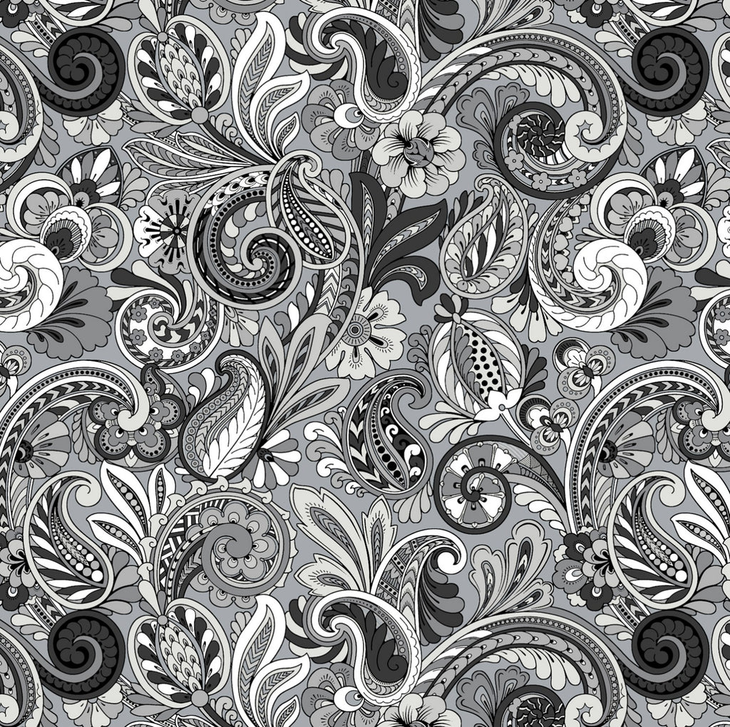 Paisley Sorbet Black/Grey by David Textiles  Fabric - StoryQuilts.com