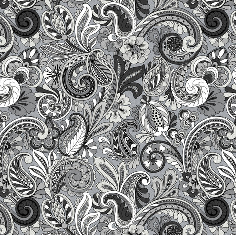Paisley Sorbet Black/Grey by David Textiles  Fabric - StoryQuilts.com