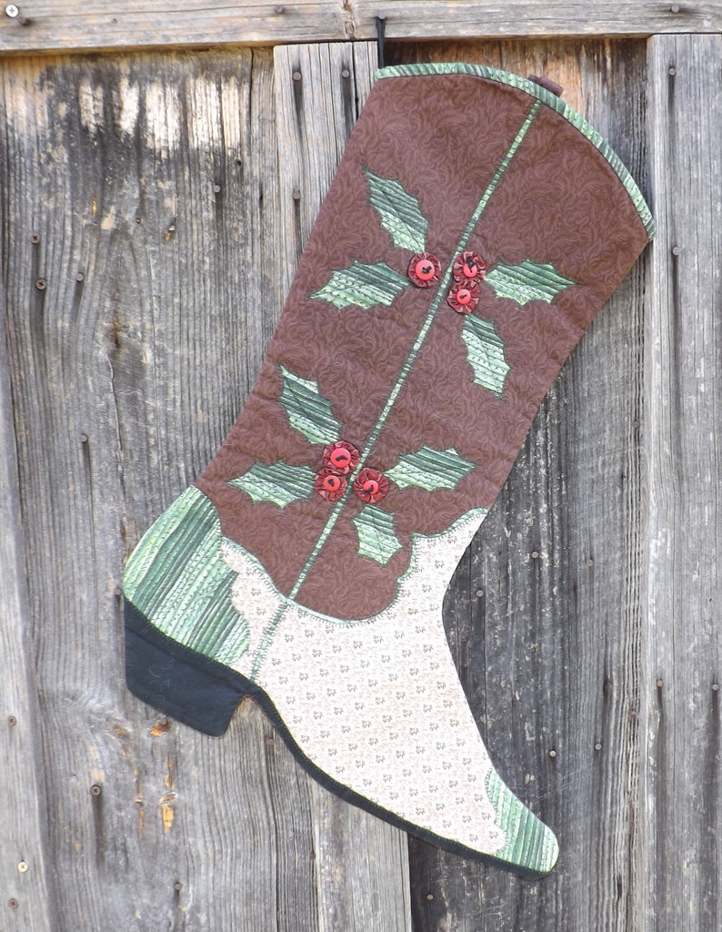 Holly Boot Christmas Stocking  Pattern - StoryQuilts.com