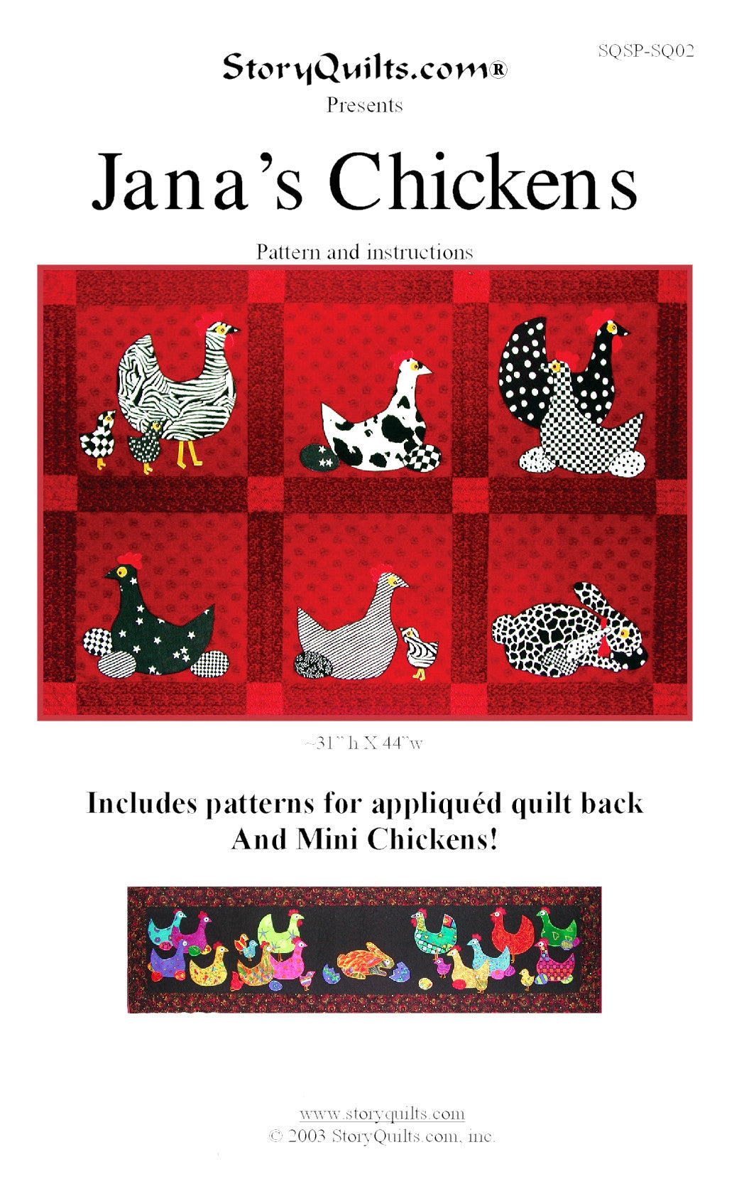 Jana's Chickens  Pattern - StoryQuilts.com