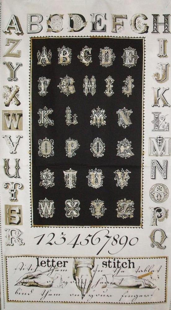 Letter Stitch Panel by J. Wecker Frisch  Fabric - StoryQuilts.com