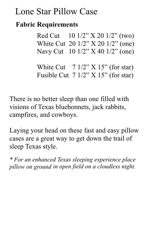 Lone Star Pillow Case  Pattern - StoryQuilts.com