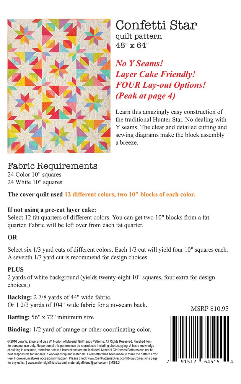 Confetti Star Quilt Pattern - 0