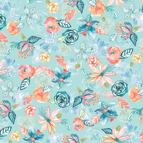 Blue Floral - Meandering Macrame MMAC4587-B