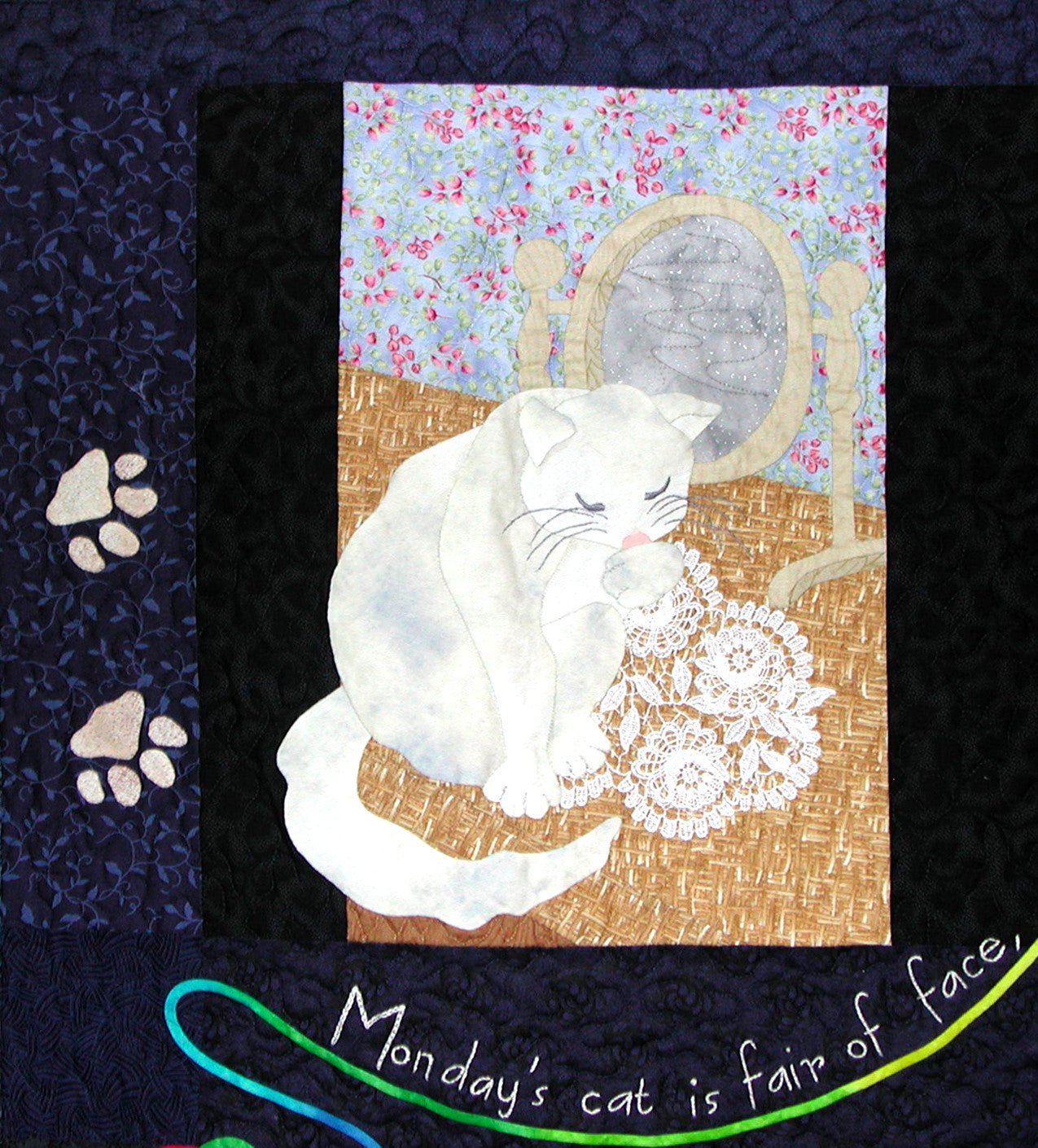 Monday's Cat - Block 1  Pattern - StoryQuilts.com