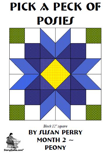 Pick a Peck of Posies 2 - Peony  Pattern - StoryQuilts.com