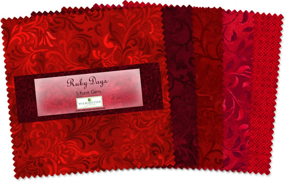 5 inch Squares Ruby Days 42 pcs