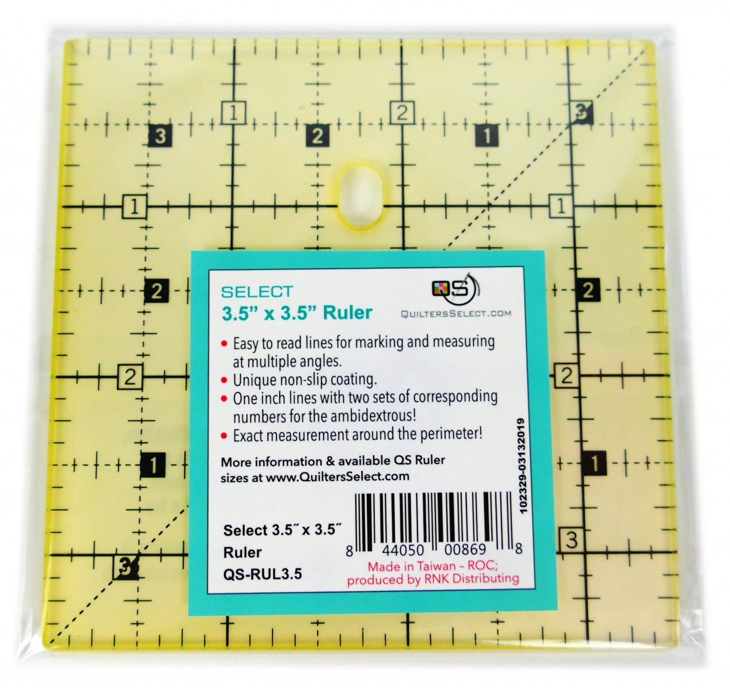 Non-Slip Ruler 3-1/2in x 3-1/2in