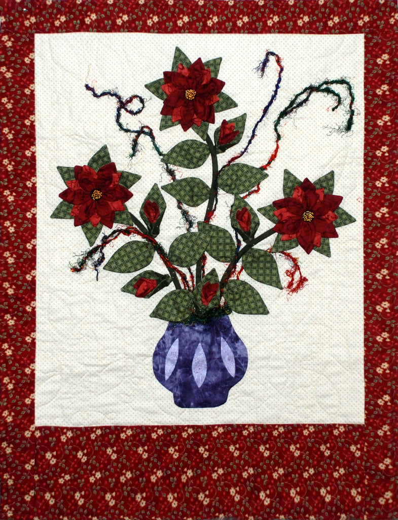 Poinsetta Christmas Card Holder/Wall Hanging  Pattern - StoryQuilts.com