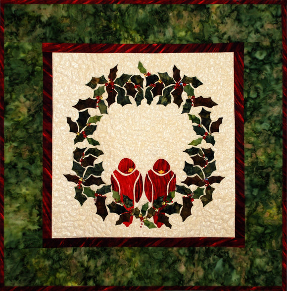 Redbirds in a Wreath  Pattern - StoryQuilts.com