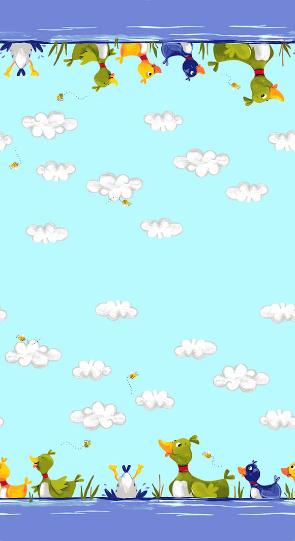 Blue Bill & Bob Best Buddies Double Border 24 in repeat