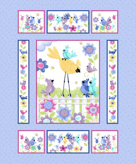 Lilac Bird's Buddies Quilt Panel 36in