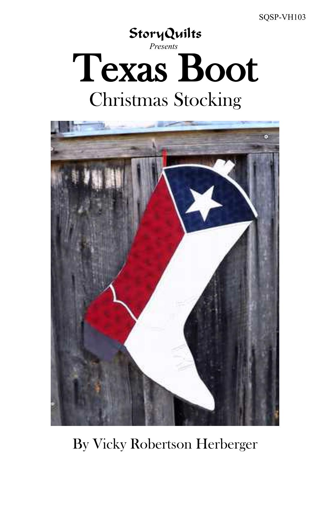 Texas Boot Christmas Stocking Quilting Pattern - 0