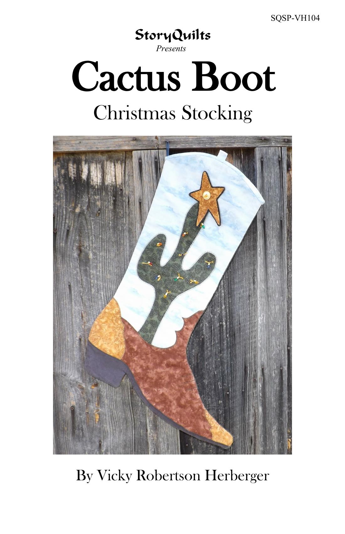 Cactus Boot Christmas Stocking Quilting Pattern - 0