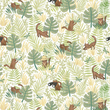 White Kitty Safari from Let's Get Wild by Clara Jean for Dear Stella  Fabric - StoryQuilts.com